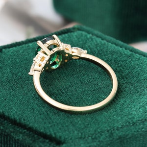 2PCS Oval Lab Emerald Engagement Ring Set Vintage Unique - Etsy