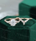 Oval Moissanite engagement ring set vintage unique rose gold engagement ring women Marquise Cluster ring diamond wedding Bridal Promise ring