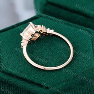 Princess Cut Moissanite Engagement Ring Vintage Rose Gold Unique ...