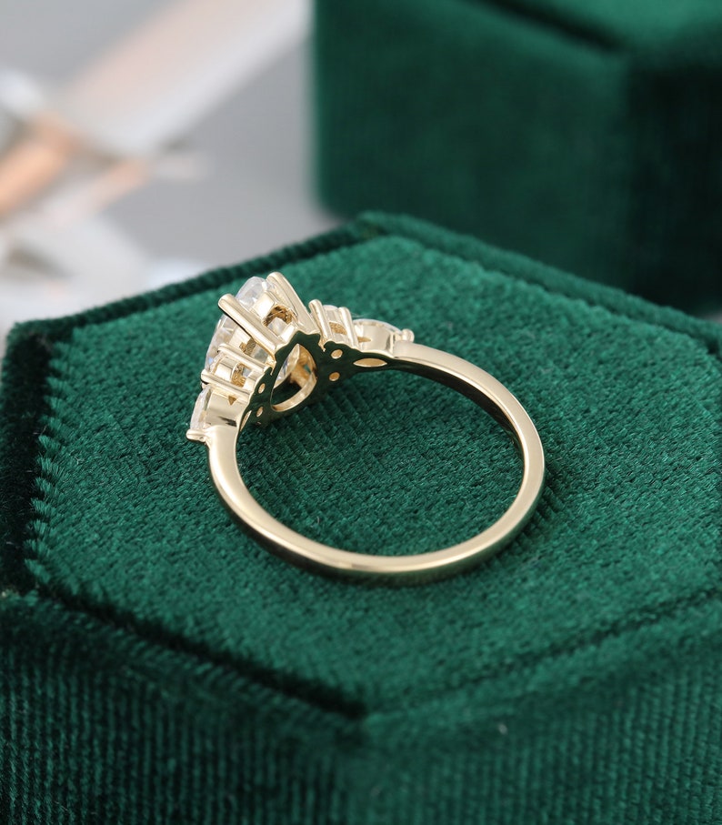 Pear Shaped Moissanite Engagement Ring Vintage Unique Cluster - Etsy