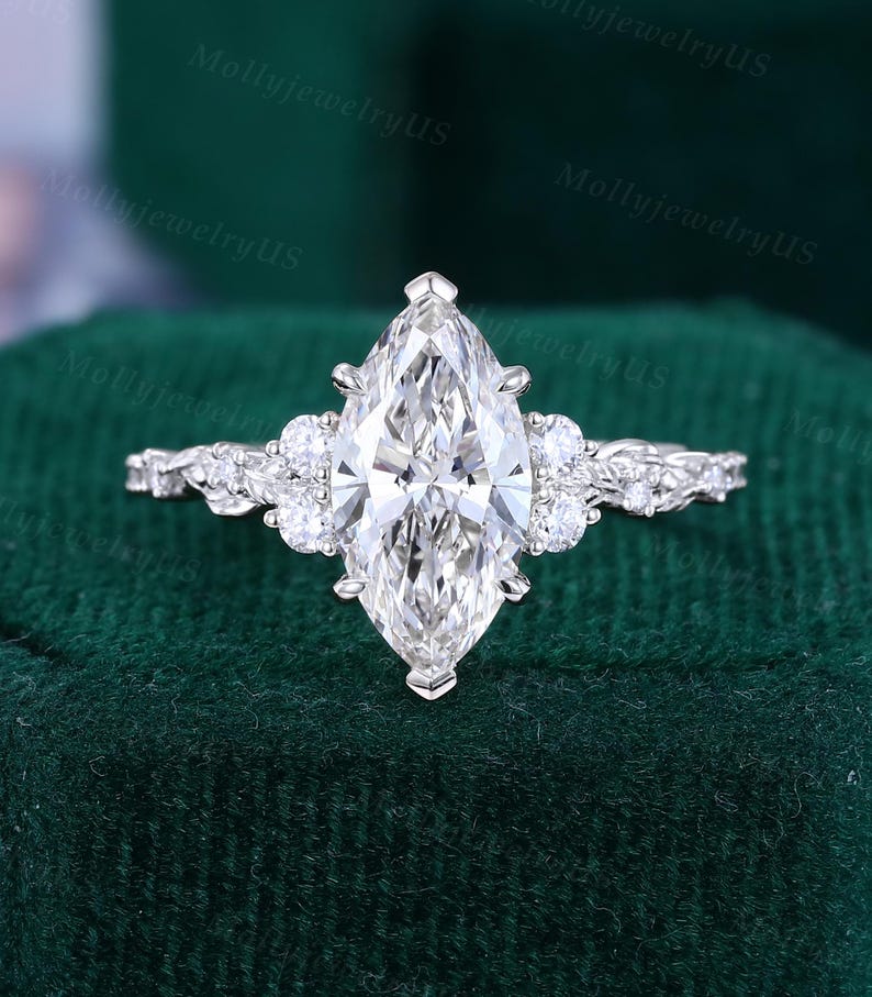1.5CT IGI Certified Marquise Cut Lab Grown Diamond Engagement Ring 14K ...