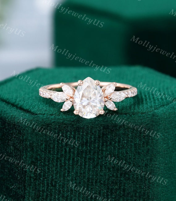 Half Carat Oval Cut Moissanite Dainty Engagement Ring in Rose Gold -  MollyJewelryUS