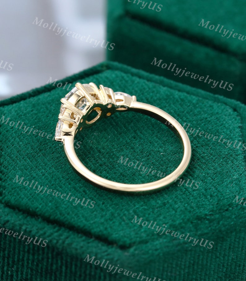 Moissanite Engagement Ring Vintage Unique Yellow Gold | Etsy