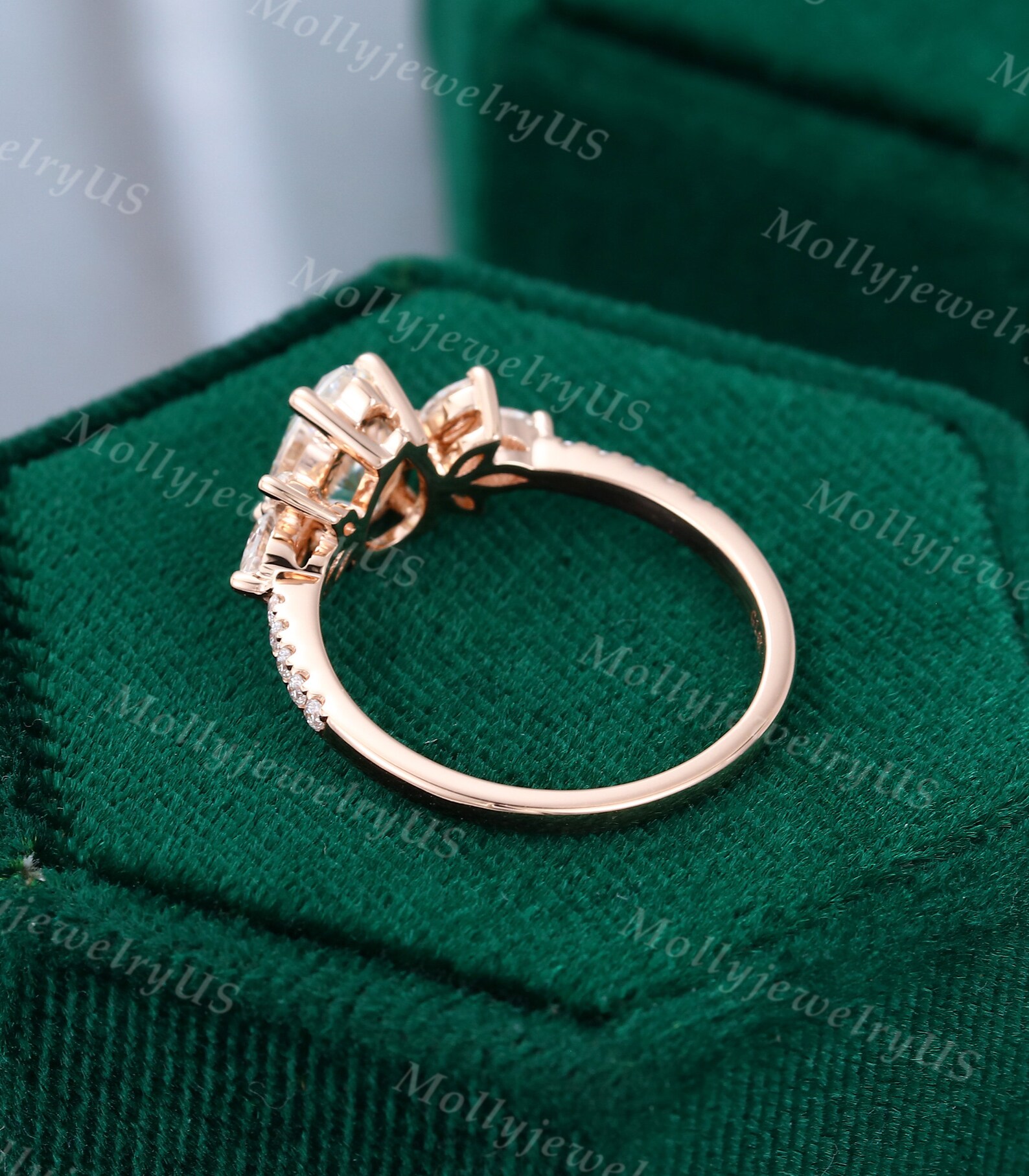 Pear Shaped Moissanite Engagement Ring Rose Gold Vintage | Etsy