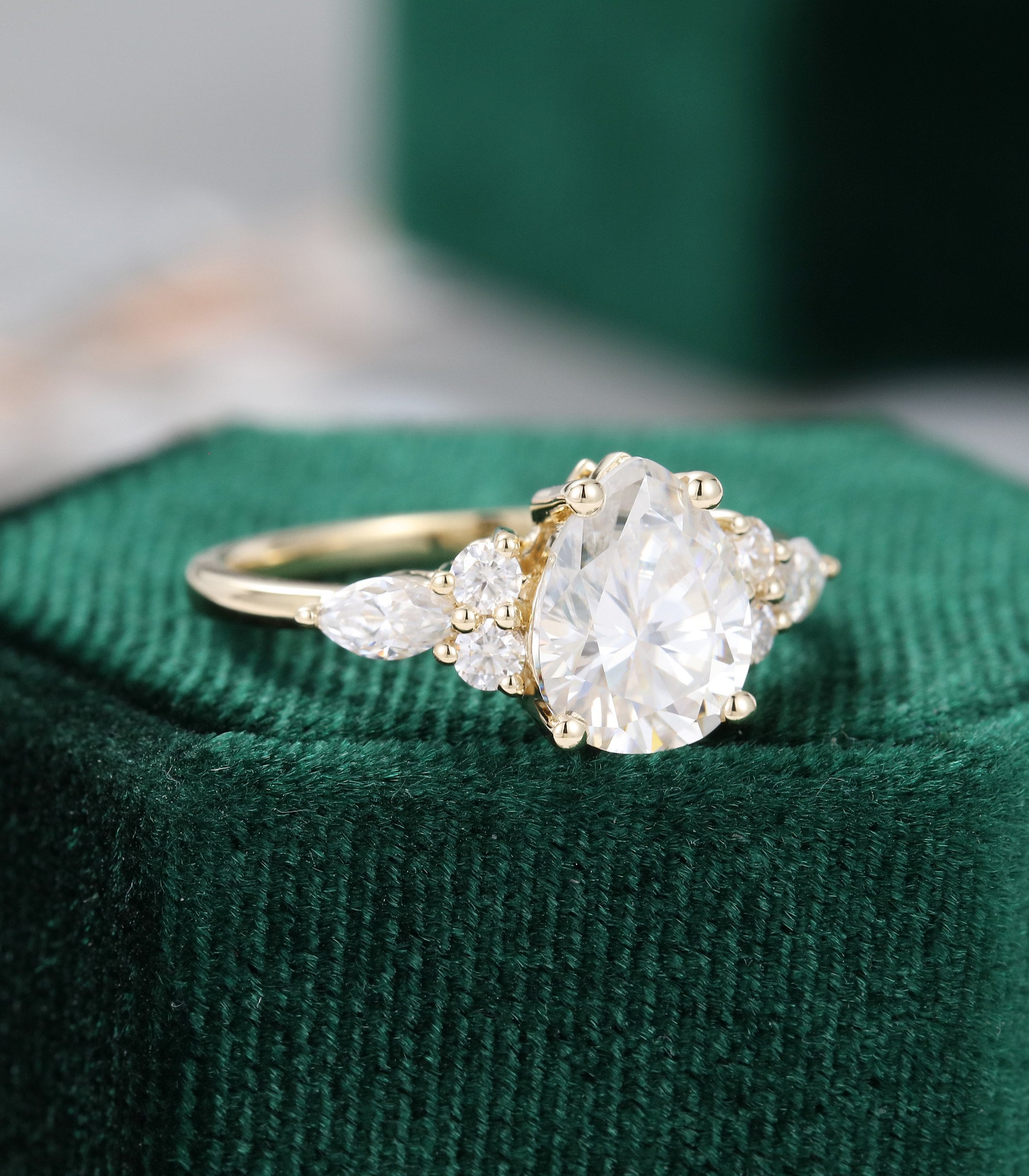 79mm Pear Shaped Moissanite Engagement Ring Vintage Unique - Etsy Canada