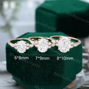 Anillo de compromiso ovalado Moissanite vintage único Cluster anillo de compromiso de oro rosa mujeres Marquise diamante boda nupcial art deco Aniversario imagen 5