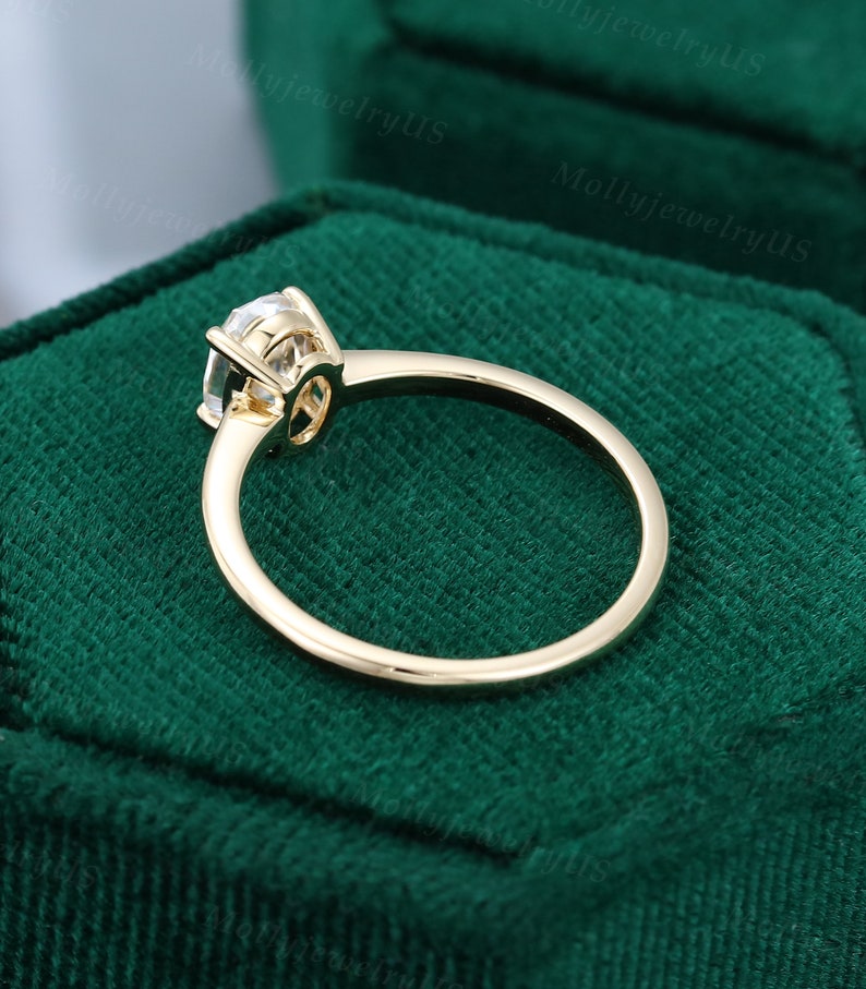 Oval Cut Moissanite Engagement Ring Solitaire Yellow Gold Bridal Ring ...