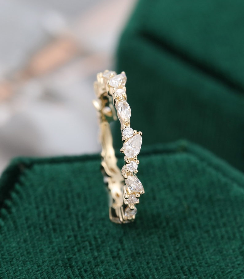 Unique wedding band women Vintage wedding band yellow gold Etsy