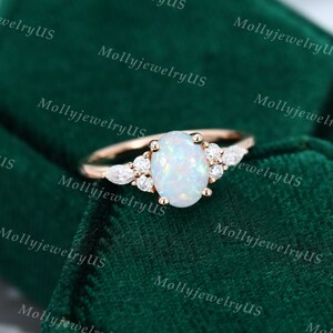 Oval Cut Opal Engagement Ring Vintage Unique Rose Gold - Etsy