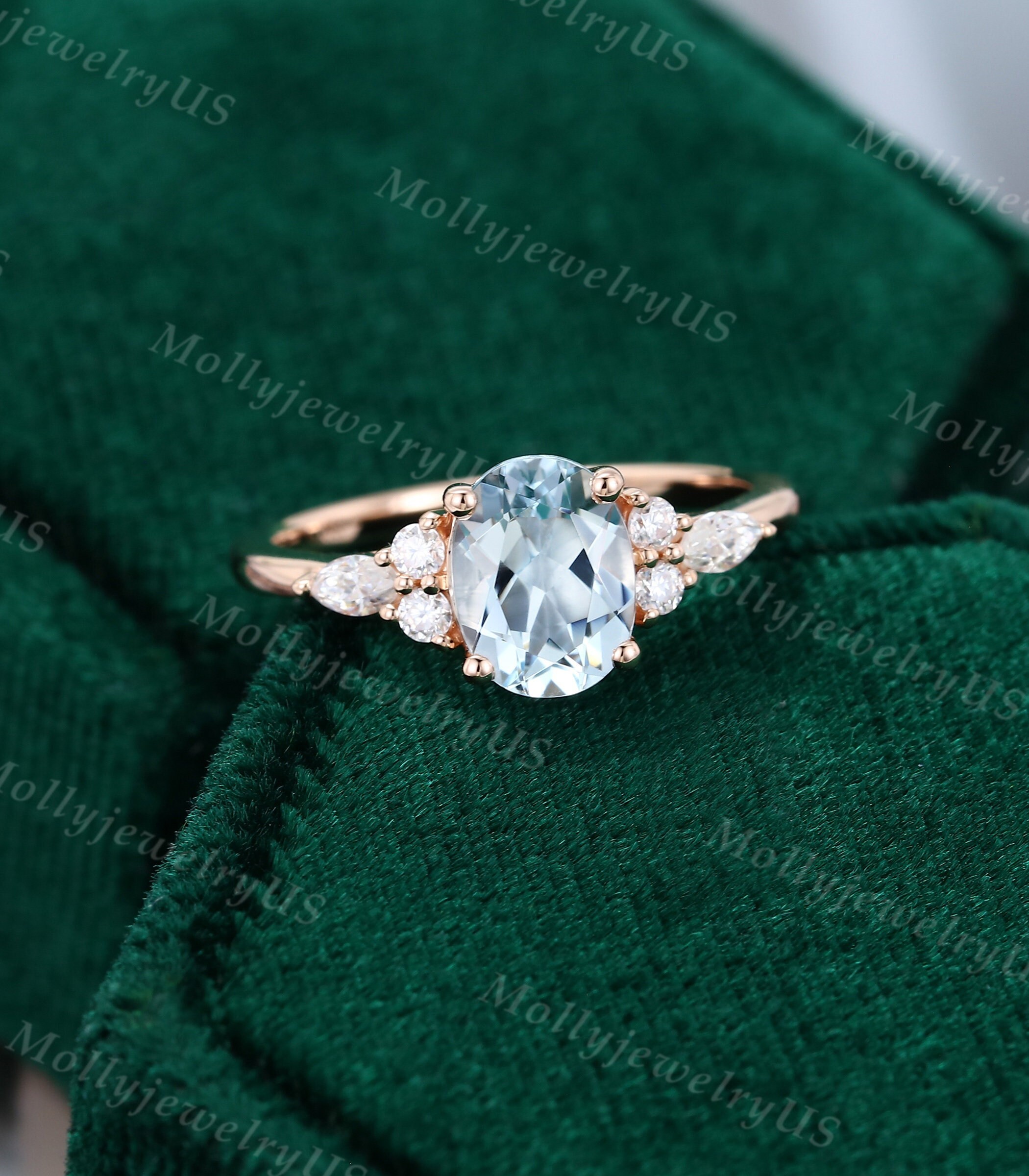 Aquamarine Engagement Ring Rose Gold Etsy Australia