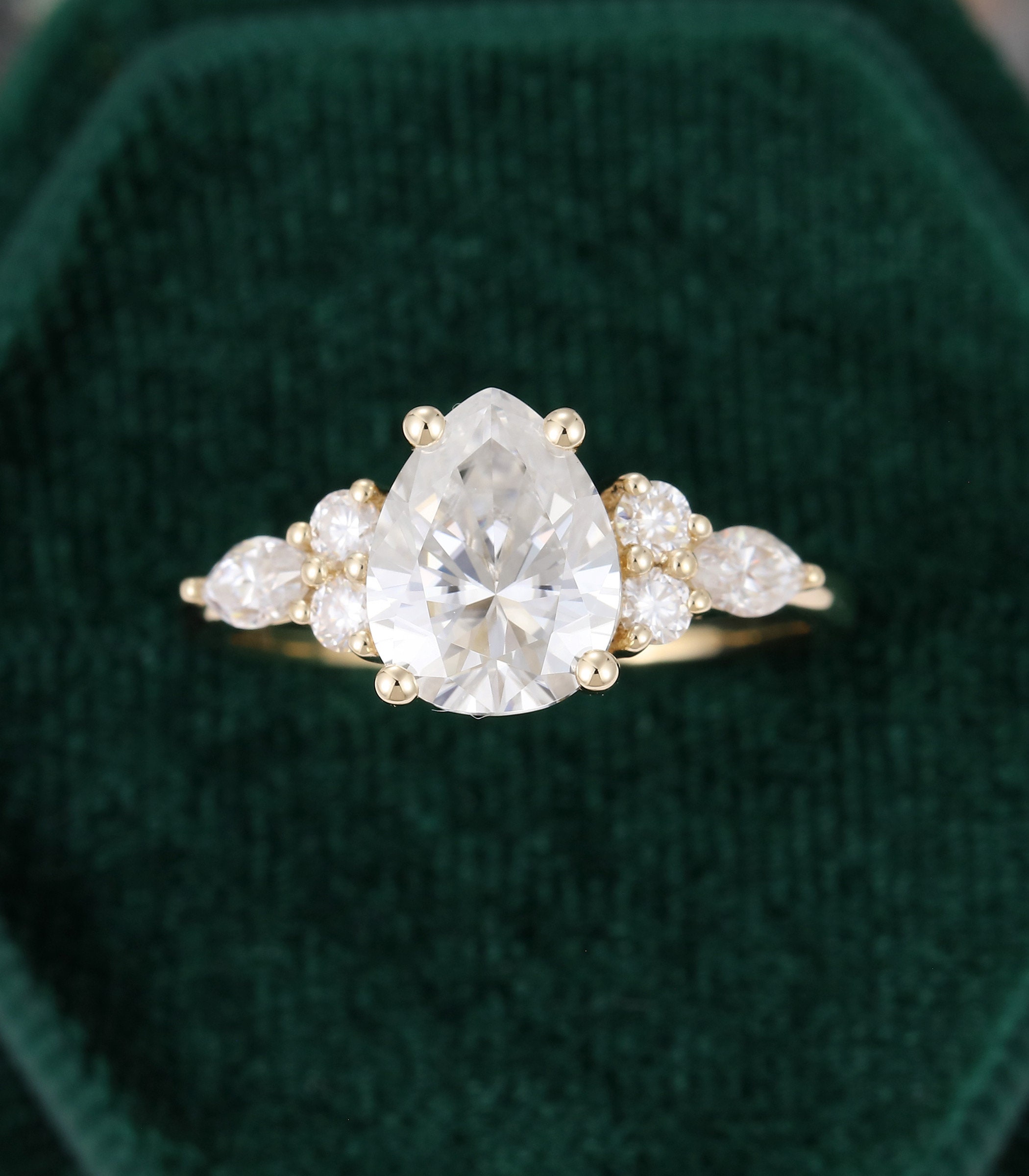 79mm Pear Shaped Moissanite Engagement Ring Vintage Unique - Etsy Canada