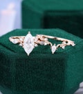 Marquise cut Moissanite engagement ring set vintage unique rose gold engagement ring women Marquise twist diamond wedding Promise ring gift