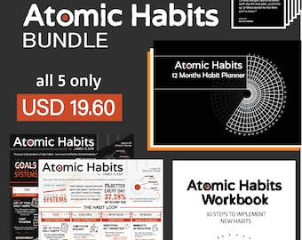 Atomic Habits BUNDLE, High Quality, Instant Download, Digital Files, Workbook, Book Summary posters, Quote Cards, Worksheet, Habits, Success