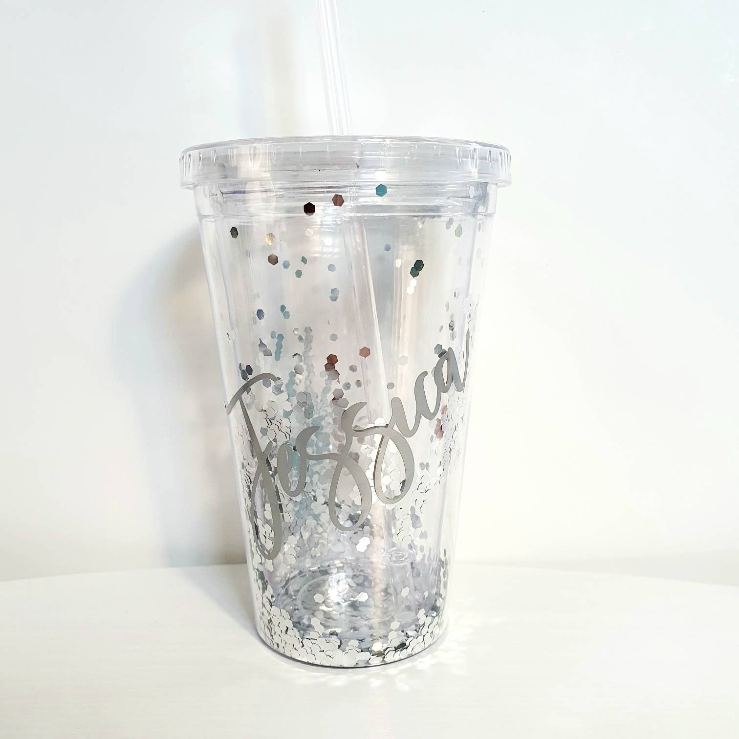 Personalised Glitter Tumbler 450ml with straw Etsy