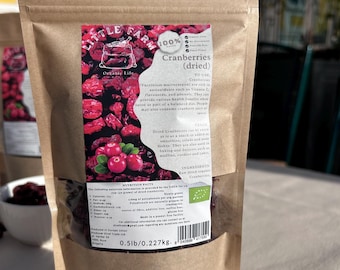 Dried Cranberries - Premium quality, Organic, Bio, Natural 0.5lb | 0.227kg.