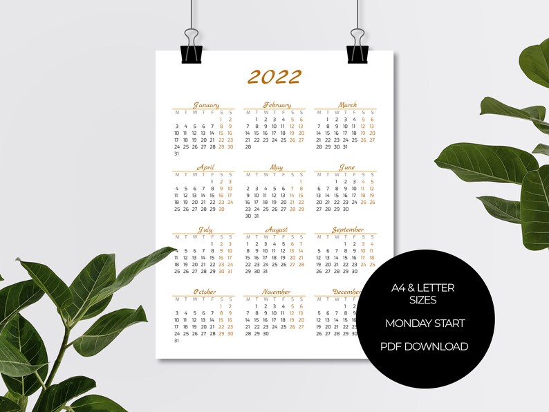 printable-calendar-2022-one-page-calendar-clipboard-calendar-etsy-ireland