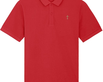 Polo ortodoxo, 100% algodón orgánico, cruz de tres barras, bordado