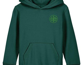 Orthodox Kids Hoodie, IC XC Nika Embroidery, 100% Organic Cotton, Midweight 300gsm