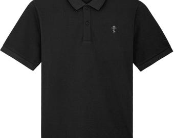 Orthodox Polo Shirt, 100% Organic Cotton, Three Bar Cross, Embroidery