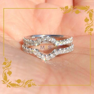 Engagement Anniversary Wrap Enhancer Ring Wedding Band 1.90 CT Round Diamond 14K White Gold Finish Women&#39;s