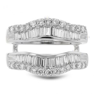 Anniversary Wedding Enhancer Band Women&#39;s 2.23 CT Baguette Cut Diamond 14K White Gold Finish Jewelry Gift Engagement Ring