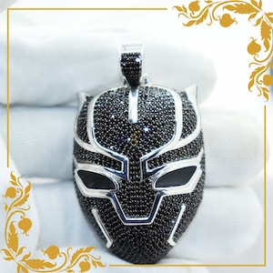 Custom Pendant/ Black Diamond 1 Cwt. Black Panther Custom Pendant 14K Gold Over Black Panther Charm Big 2.50&#39;&#39;