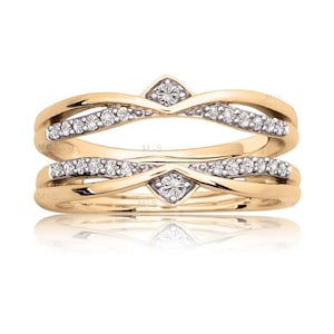 Round Cut Diamond Enhancer Ring: 14K Yellow Gold Finish, Sterling Silver