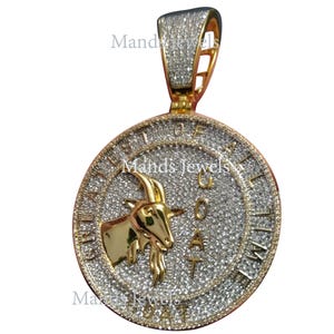 Iced Out Goat Pendant: 14k Gold Plated Moissanite Hip Hop Jewelry
