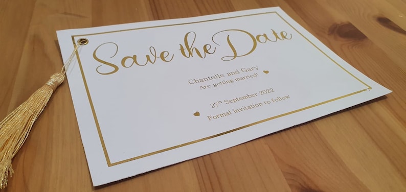 Gold tassel save the date wedding save the date wedding invitation tassel invitation special occasion invite gold foil invitation