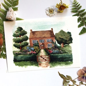 Cottage Art, Ilustracje Cottagecore, Ilustracje Countryside, Akwarelowe Cottage, Angielskie Domki, Sztuka Ogrodowa, Tajemniczy Ogród