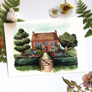 Cottage Art, Cottagecore Illustrations, Countryside Illustrations, Watercolor Cottage, English Cottages, Garden Art, Secret Garden