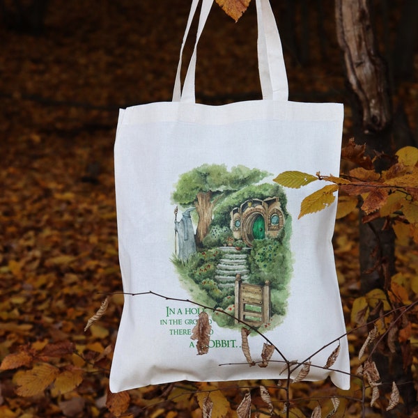 The Hobbit Tote Bag, Bag End Shopper, LOTR Shopping Bag, 100% Cotton Tote Bag, LOTR Quote, The Rings of Power, LOTR lovers Gift, Tolkien Art