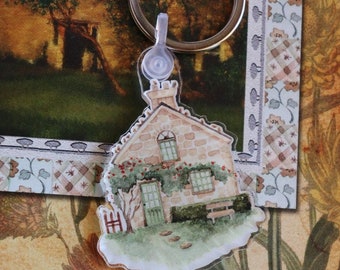 Cottagecore Cottage Keychain, Miniature Acrylic Bag Charm, Cottagecore, Gift for Her, Whimsical, Whimsy Art