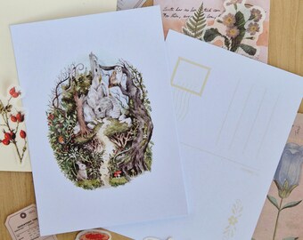 Watercolor Fantasy Art Postcards, Gothic Whimsical Prints, Pen Friend Postcard, Whimsical, Goth Print, Cottagecore