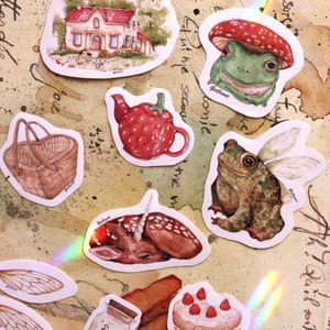 Adesivi Cottagecore, Set Adesivi, Adesivi per Diario, Adesivi Animali, Diario Stickers, Adesivi Carini, Set di Adesivi per Agende e Scuola