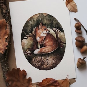Volpe Illustrazione, Illustrazione Animali del Bosco, Volpe Disegni, Magica Illustrazione, Animali della Foresta, Stampa Volpe