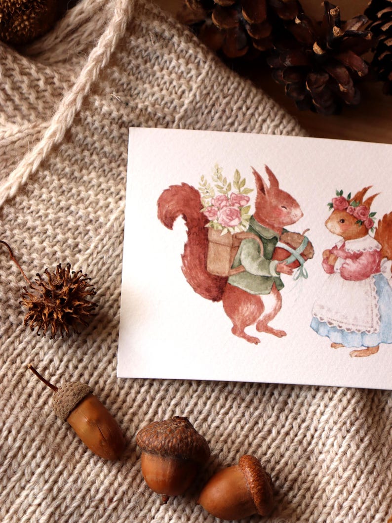 Squirrel Art, Cottagecore Art, Wall Decor, Nursery Art, Cute Art, Kids