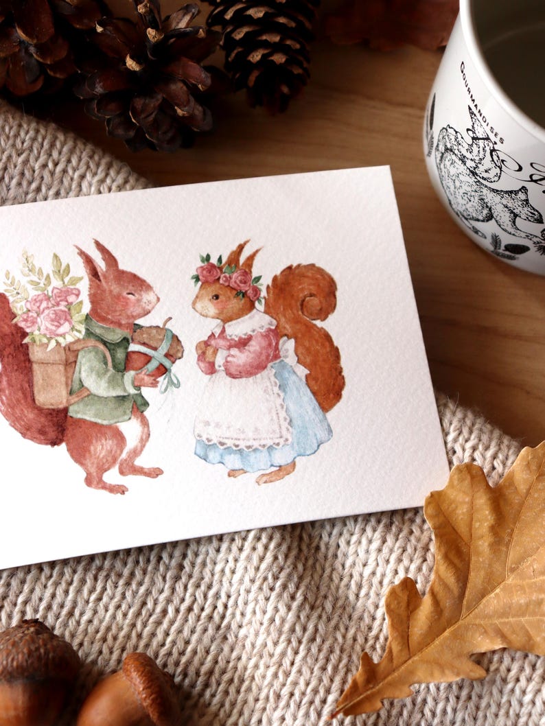 Squirrel Art, Cottagecore Art, Wall Decor, Nursery Art, Cute Art, Kids