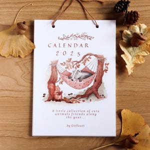 Calendario Illustrato 2025, Calendario Animali della Foresta, Calendario da Parete 2025, Calendario Animaletti, Calendario Fatto a Mano 2025