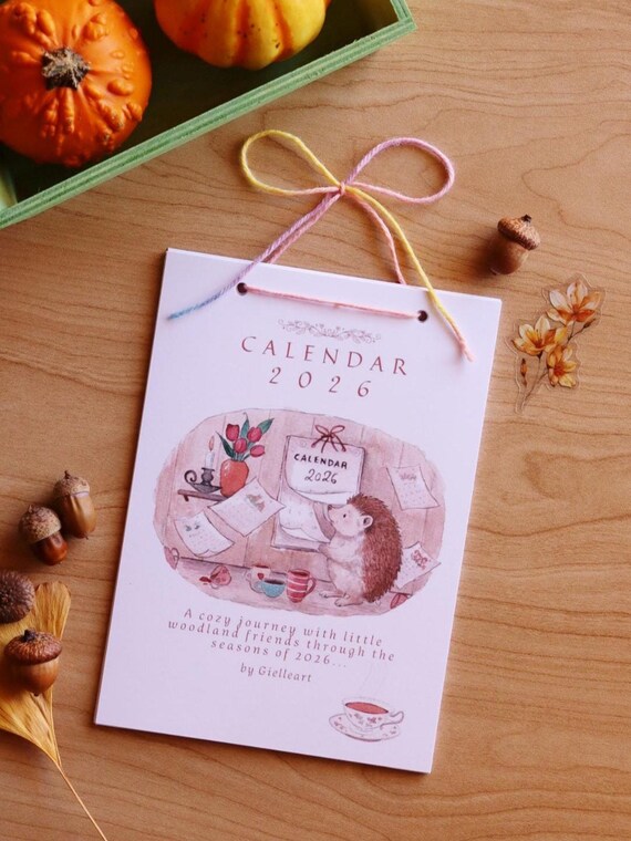 Calendar 2026, Illustration Wall Calendar, Nursery, 12 Months, Cottagecore, Hand-Illustrated, New Year Gift, ArtPrintCalendar