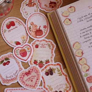 Set Etichette Cottagecore, Etichette per Barattoli, Decorazioni Coquette, Cottagecore, Set Adesivi Fatti a Mano, Cartoleria, Adesivi Planner