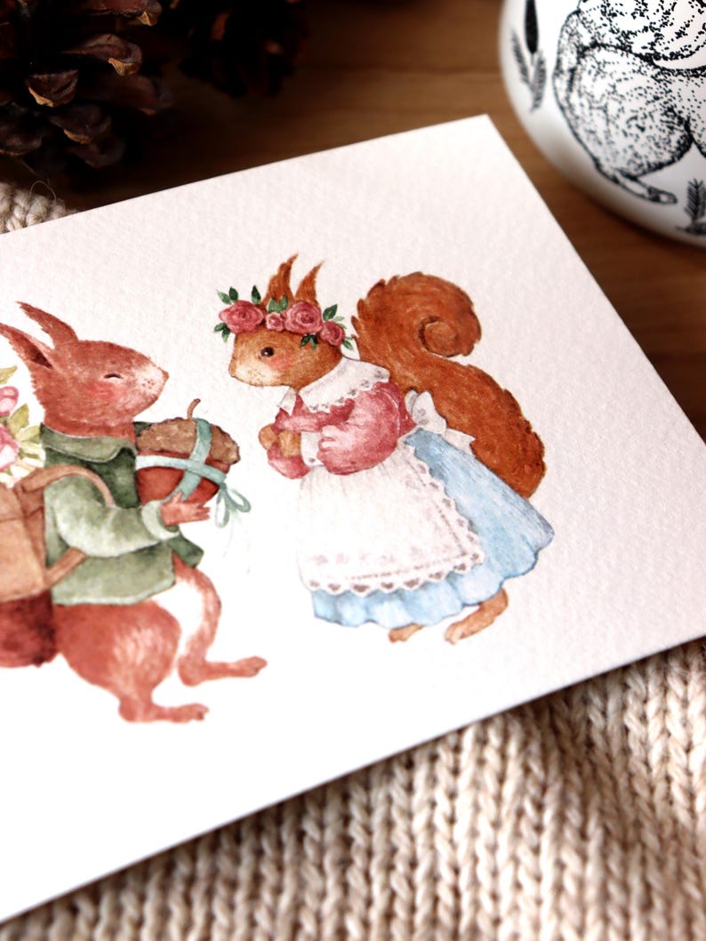 Squirrel Art, Cottagecore Art, Wall Decor, Nursery Art, Cute Art, Kids