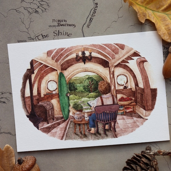 LOTR Art, Lord Of The Rings, Tolkien Art, Middle Earth Art, Hobbits, Bilbo Baggins, Dear Frodo, The Hobbit Art, LOTR Cards, The Shire Art