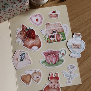 Cottagecore Aufkleber, Scrapbooking, Kokette Tiere Aufkleber, süße Aufkleber, Cottagecore Ästhetik, Aufklebersatz, Coquette Aufkleber, Laune