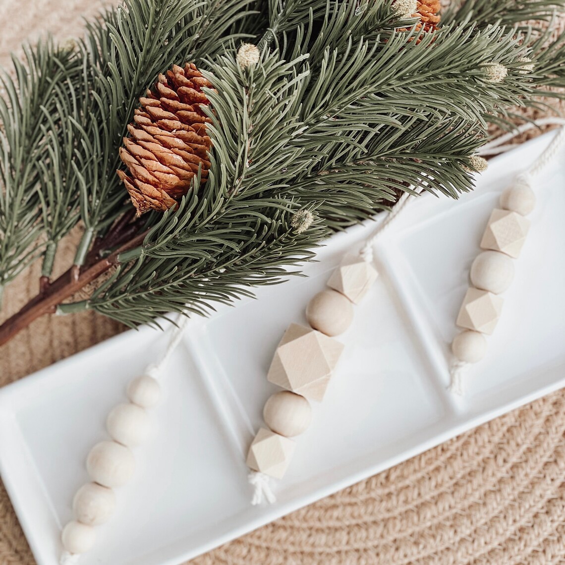 Boho Christmas Ornaments Wood Bead Ornaments Ornament Set - Etsy