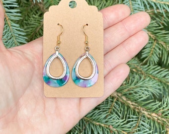 Colorful teardrop acetate earrings