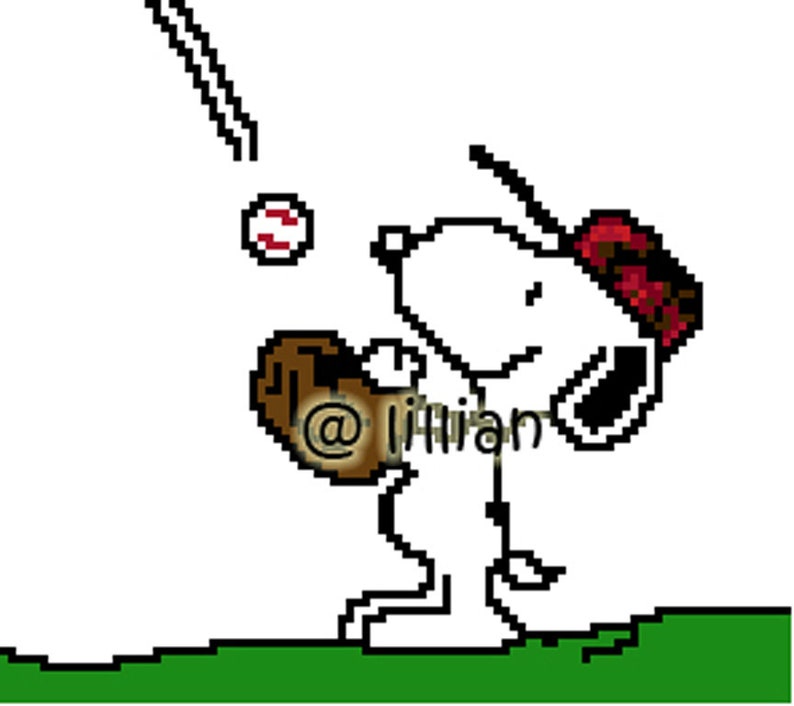 SNOOPY PLAYING BASEBALL Cross Stitch Pattern P D F Etsy