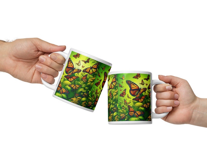 Featured listing image: Butterflies 801 White glossy mug