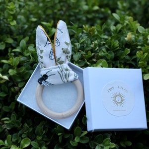 Honey Bee Mine - Toddler Baby Teether, Natural Wood Teether