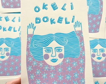 Okeli Dokeli | Linocut print